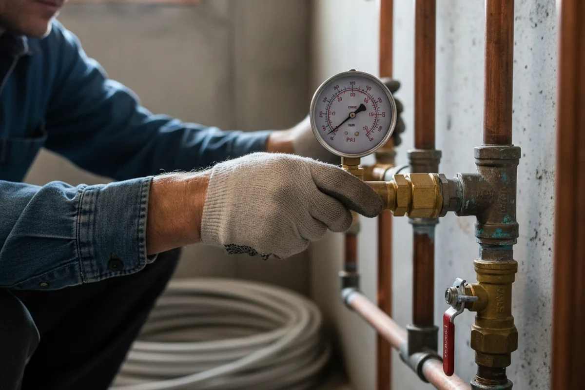 Pressure testing a repaired line during Water Line Repair in Agoura Hills
